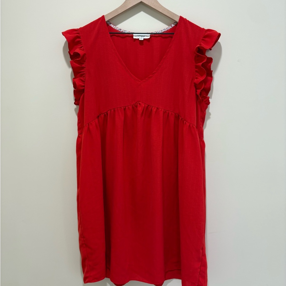 Umgee V-Neck Dress with Ruffled Sleeves - Picture 2 of 6